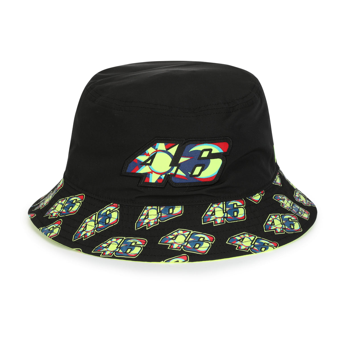 VR46 Moon Sun Tapered Bucket Hat Black & Neon Yellow